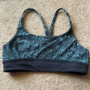 Lululemon Black and Turquoise Spotted Sports Bra